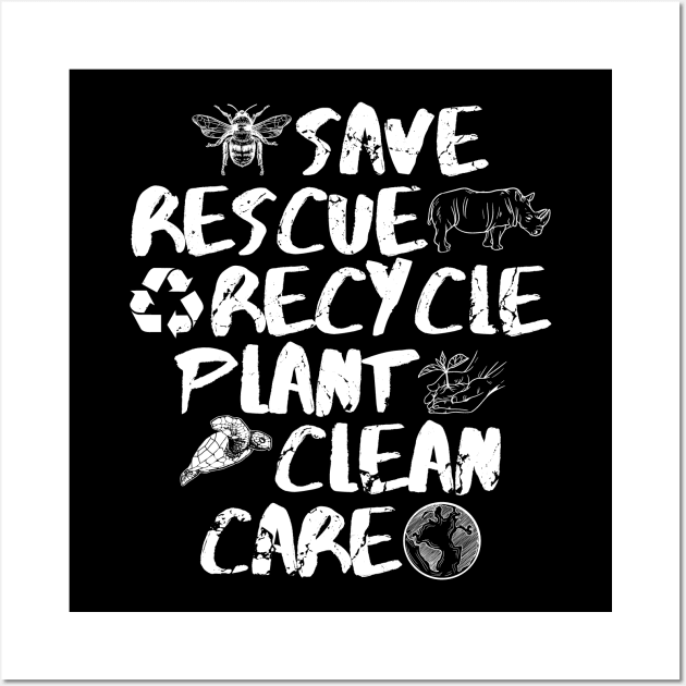 Save rescue recycle plant clean care Wall Art by captainmood